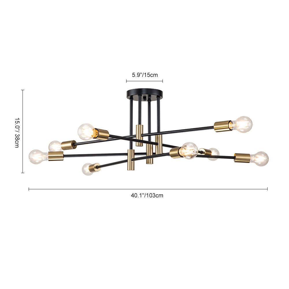 Plafondlamp Sputnik 6 of 8-Lichts Zwart Metaal 62-103cm Retro Modern Woonkamer Dimbaar