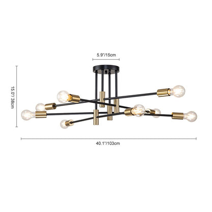 Plafondlamp Sputnik 6 of 8-Lichts Zwart Metaal 62-103cm Retro Modern Woonkamer Dimbaar