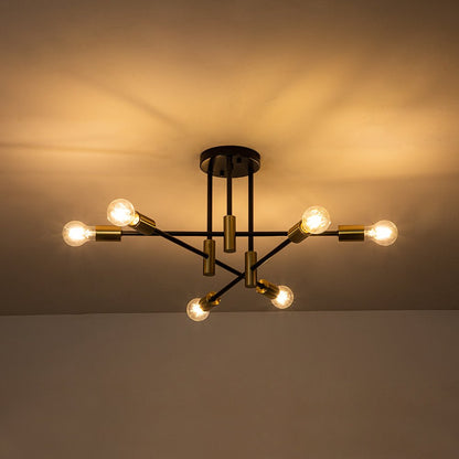 Plafondlamp Sputnik 6 of 8-Lichts Zwart Metaal 62-103cm Retro Modern Woonkamer Dimbaar