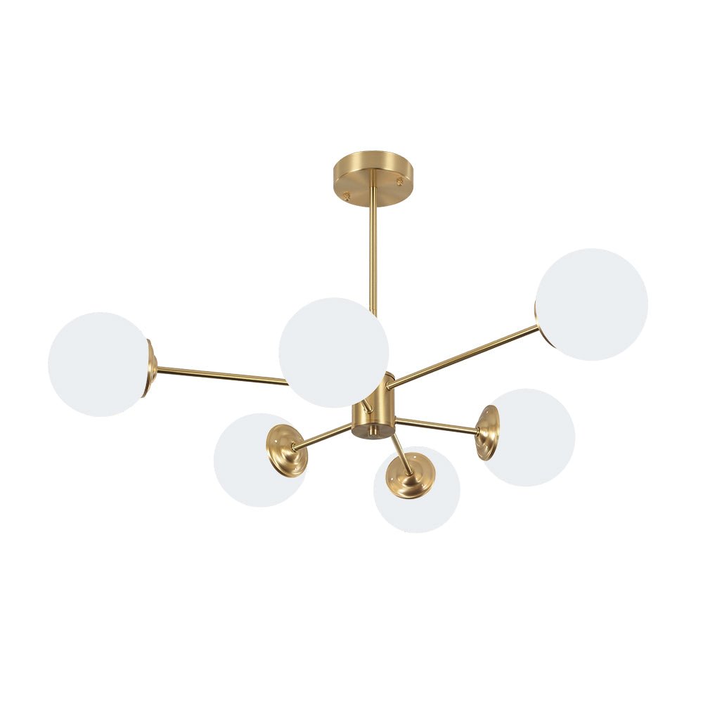 Moderne sputnik kroonluchter met opaal glazen bollen in goud of zwart – dimbare design hanglamp 6 8 of 12 lichtpunten