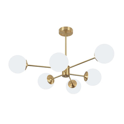 Moderne sputnik kroonluchter met opaal glazen bollen in goud of zwart – dimbare design hanglamp 6 8 of 12 lichtpunten
