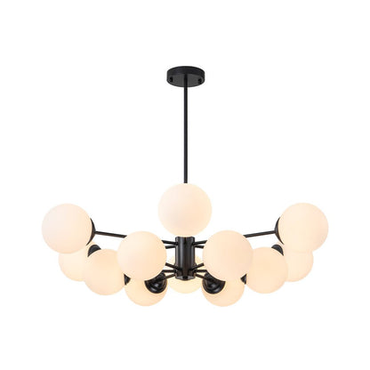 Moderne sputnik kroonluchter met opaal glazen bollen in goud of zwart – dimbare design hanglamp 6 8 of 12 lichtpunten