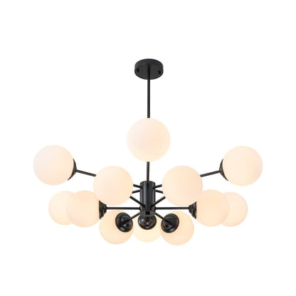 Moderne sputnik kroonluchter met opaal glazen bollen in goud of zwart – dimbare design hanglamp 6 8 of 12 lichtpunten