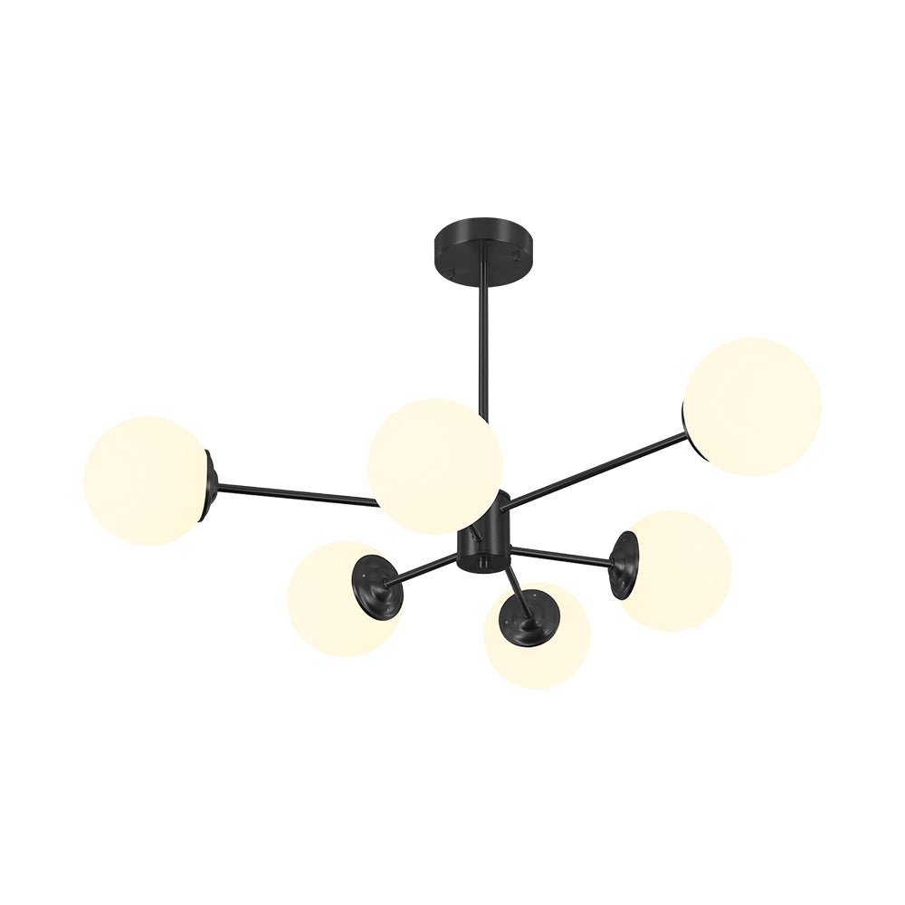 Moderne sputnik kroonluchter met opaal glazen bollen in goud of zwart – dimbare design hanglamp 6 8 of 12 lichtpunten