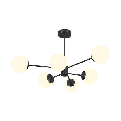 Moderne sputnik kroonluchter met opaal glazen bollen in goud of zwart – dimbare design hanglamp 6 8 of 12 lichtpunten