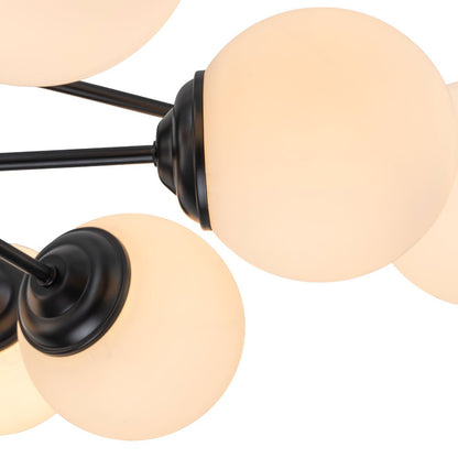 Moderne sputnik kroonluchter met opaal glazen bollen in goud of zwart – dimbare design hanglamp 6 8 of 12 lichtpunten
