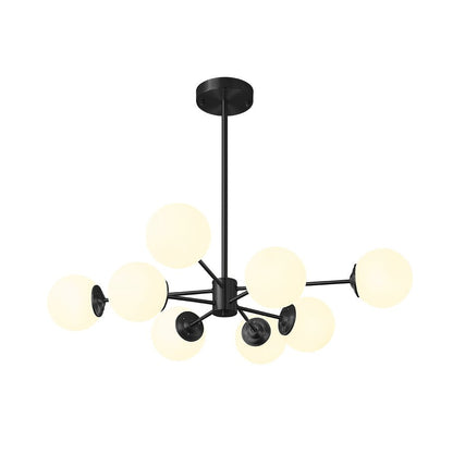 Moderne sputnik kroonluchter met opaal glazen bollen in goud of zwart – dimbare design hanglamp 6 8 of 12 lichtpunten