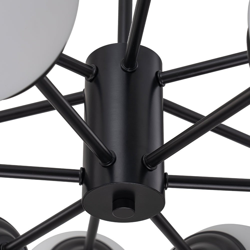 Moderne sputnik kroonluchter met opaal glazen bollen in goud of zwart – dimbare design hanglamp 6 8 of 12 lichtpunten