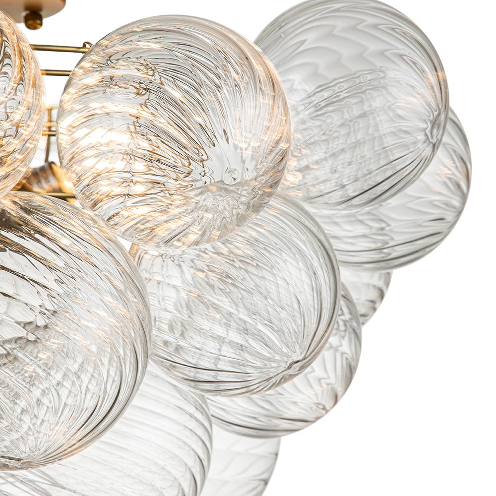 Plafondlamp Glazen Bollen Cluster 3-Lichts Messing 53cm Badkamer Woonkamer Glamour