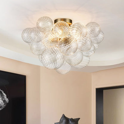 Plafondlamp Glazen Bollen Cluster 3-Lichts Messing 53cm Badkamer Woonkamer Glamour