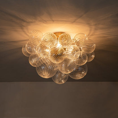 Plafondlamp Glazen Bollen Cluster 3-Lichts Messing 53cm Badkamer Woonkamer Glamour
