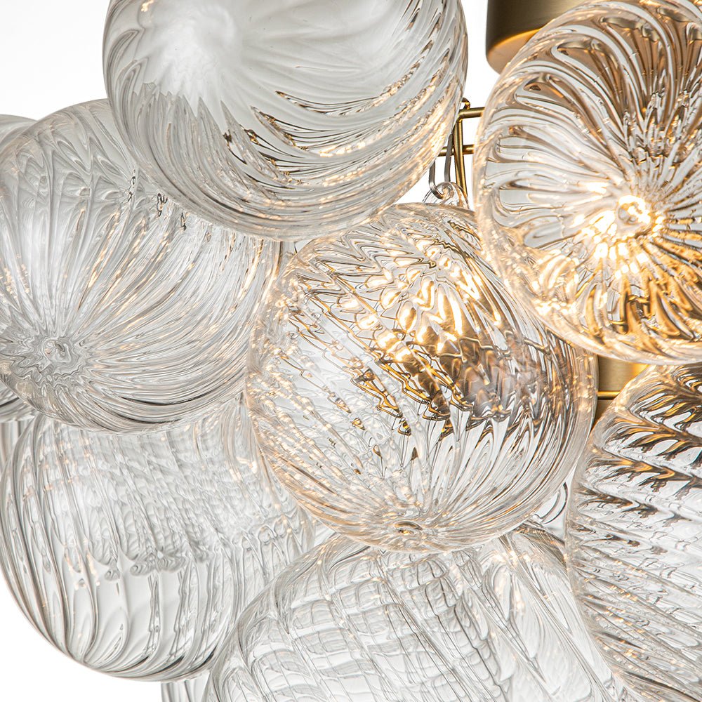 Plafondlamp Glazen Bollen Cluster 3-Lichts Messing 53cm Badkamer Woonkamer Glamour