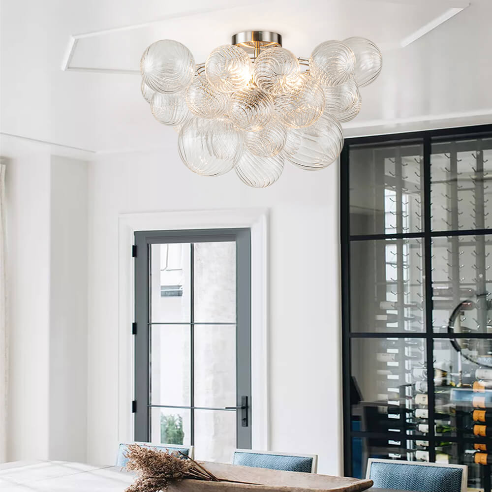 Plafondlamp Glazen Bollen Cluster 3-Lichts Messing 53cm Badkamer Woonkamer Glamour
