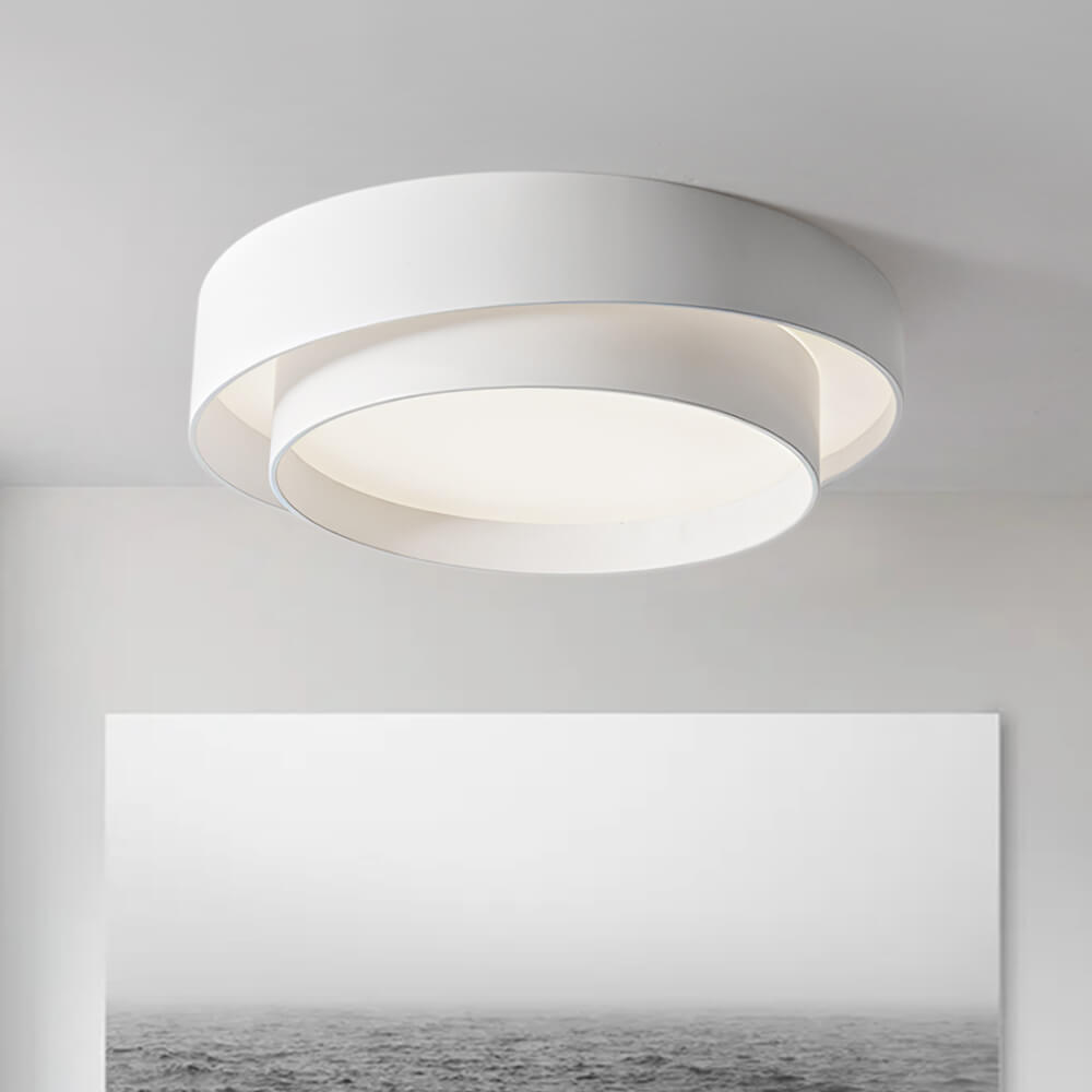 LED Plafondlamp Rond Concentric Rings Metaal Wit Grijs Zwart 39cm Modern