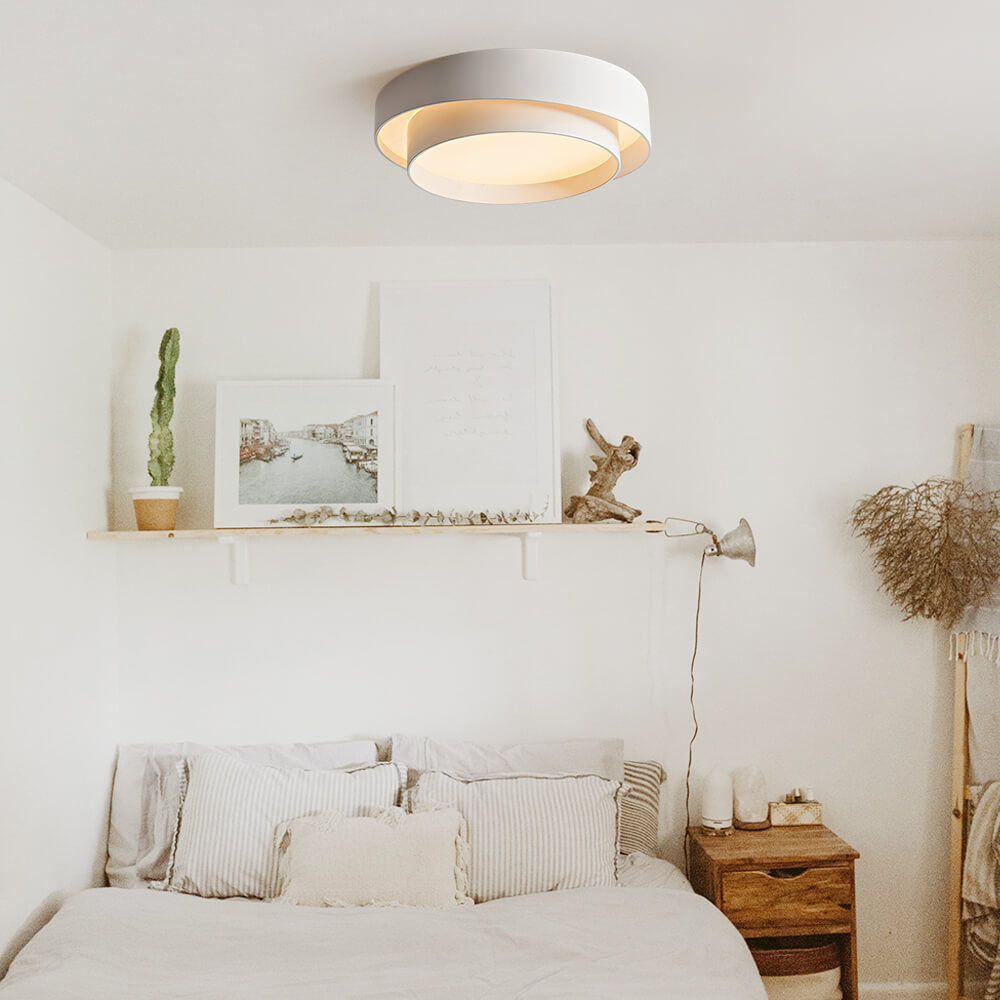 LED Plafondlamp Rond Concentric Rings Metaal Wit Grijs Zwart 39cm Modern
