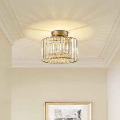 Plafondlamp Kristal Messing Mid-Century Dimbaar 27cm Slaapkamer Hal Entree Luxe