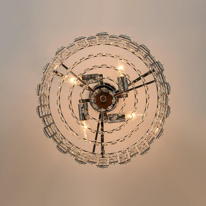 Plafondlamp Kristal Drum 4-Lichts Chroom Messing Dimbaar 38cm Woonkamer Glamour