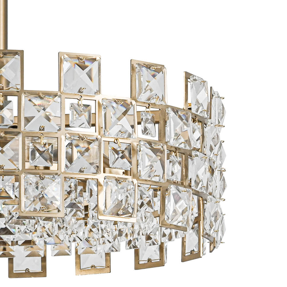 Plafondlamp Kristal Drum 4-Lichts Chroom Messing Dimbaar 38cm Woonkamer Glamour