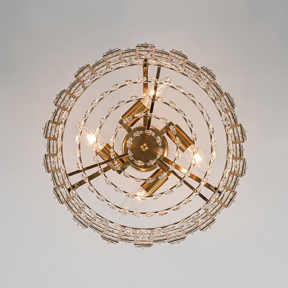 Plafondlamp Kristal Drum 4-Lichts Chroom Messing Dimbaar 38cm Woonkamer Glamour