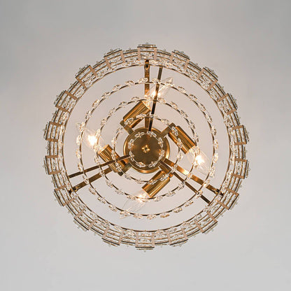 Plafondlamp Kristal Drum 4-Lichts Chroom Messing Dimbaar 38cm Woonkamer Glamour