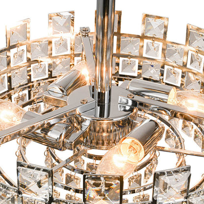 Plafondlamp Kristal Drum 4-Lichts Chroom Messing Dimbaar 38cm Woonkamer Glamour