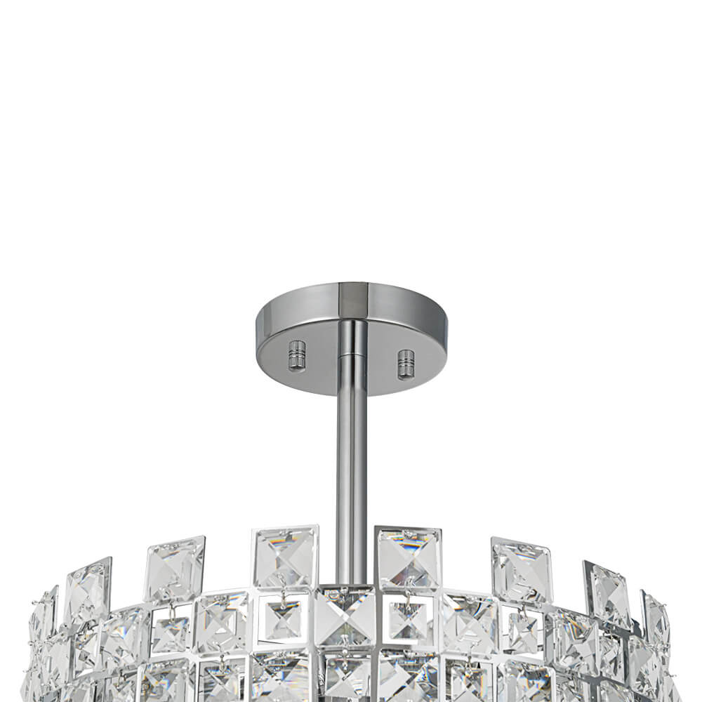 Plafondlamp Kristal Drum 4-Lichts Chroom Messing Dimbaar 38cm Woonkamer Glamour