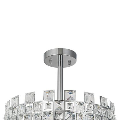 Plafondlamp Kristal Drum 4-Lichts Chroom Messing Dimbaar 38cm Woonkamer Glamour