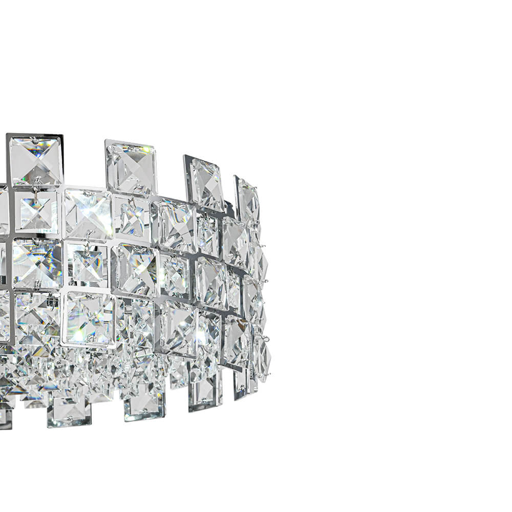 Plafondlamp Kristal Drum 4-Lichts Chroom Messing Dimbaar 38cm Woonkamer Glamour