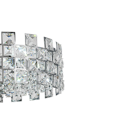 Plafondlamp Kristal Drum 4-Lichts Chroom Messing Dimbaar 38cm Woonkamer Glamour