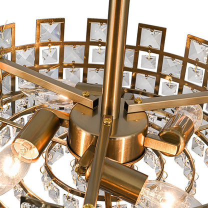 Plafondlamp Kristal Drum 4-Lichts Chroom Messing Dimbaar 38cm Woonkamer Glamour