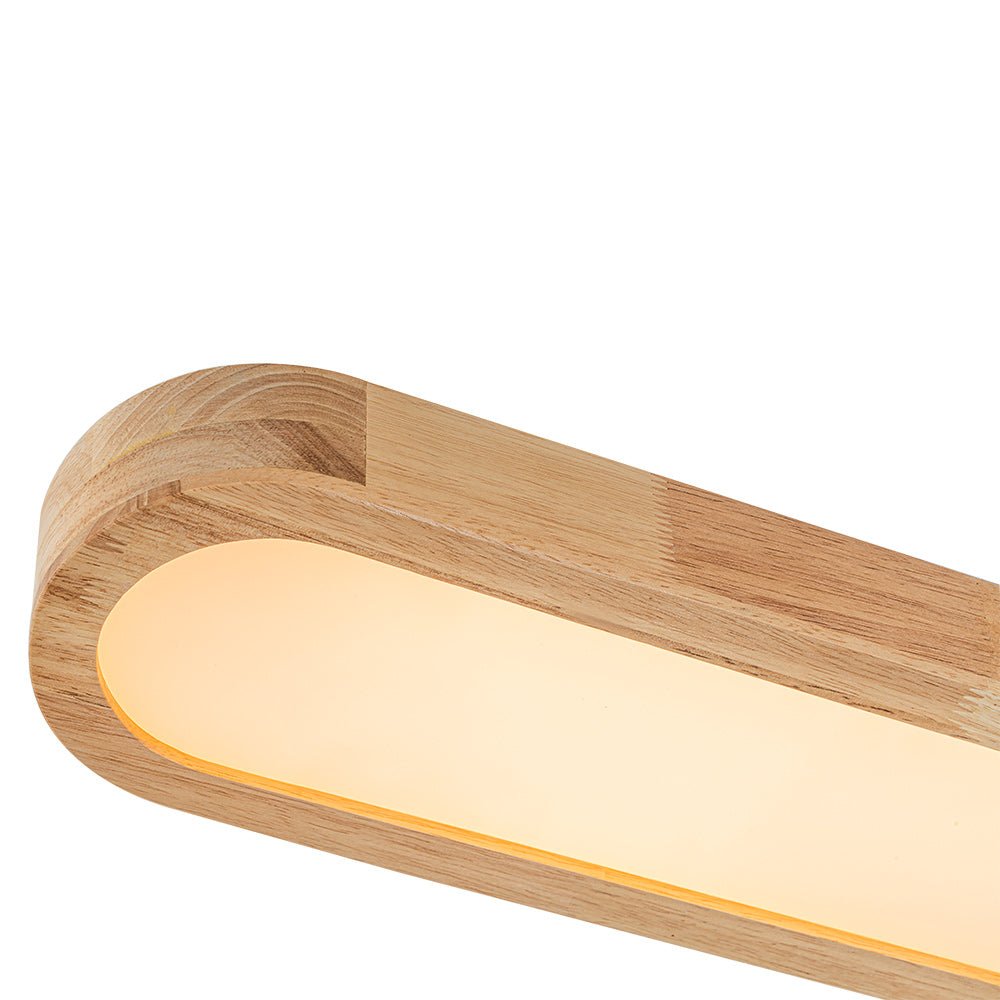 Plafondlamp Ovaal LED Houtlook Dimbaar Afstandsbediening 95cm Keuken Woonkamer Modern