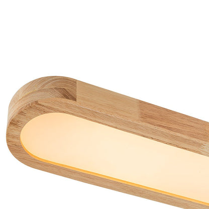 Plafondlamp Ovaal LED Houtlook Dimbaar Afstandsbediening 95cm Keuken Woonkamer Modern