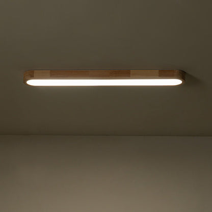 Plafondlamp Ovaal LED Houtlook Dimbaar Afstandsbediening 95cm Keuken Woonkamer Modern