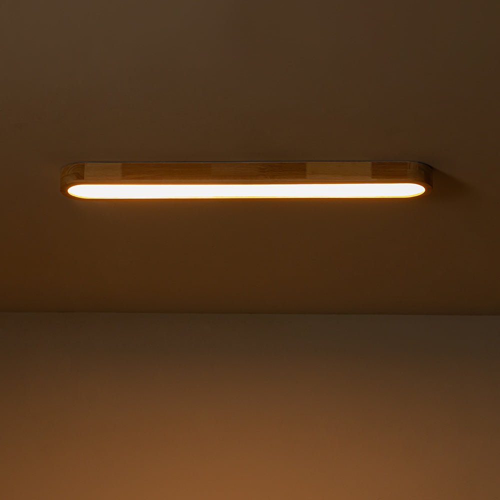 Plafondlamp Ovaal LED Houtlook Dimbaar Afstandsbediening 95cm Keuken Woonkamer Modern