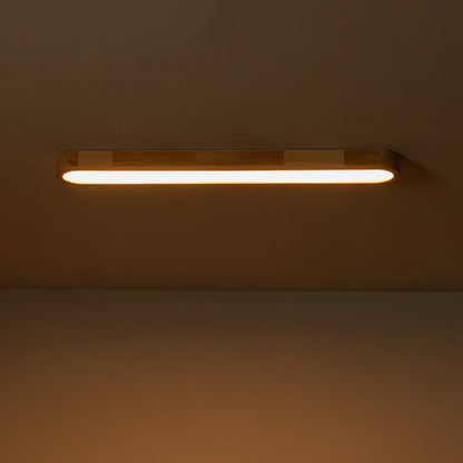 Plafondlamp Ovaal LED Houtlook Dimbaar Afstandsbediening 95cm Keuken Woonkamer Modern