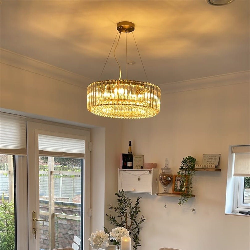 Kristallen Kroonluchter Rond 6-Lichts Metaal Chroom Zwart Messing 50cm Plafondlamp