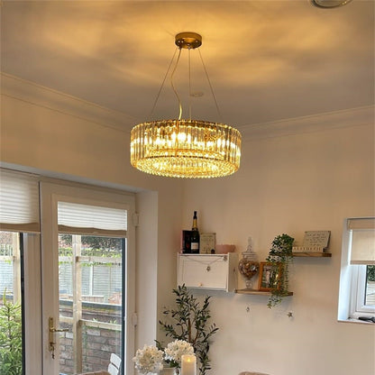 Kristallen Kroonluchter Rond 6-Lichts Metaal Chroom Zwart Messing 50cm Plafondlamp