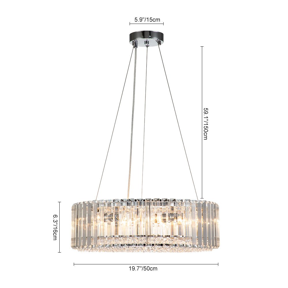 Kristallen Kroonluchter Rond 6-Lichts Metaal Chroom Zwart Messing 50cm Plafondlamp