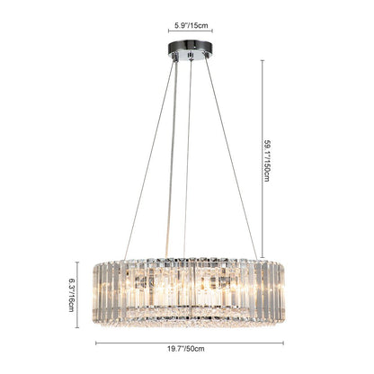 Kristallen Kroonluchter Rond 6-Lichts Metaal Chroom Zwart Messing 50cm Plafondlamp