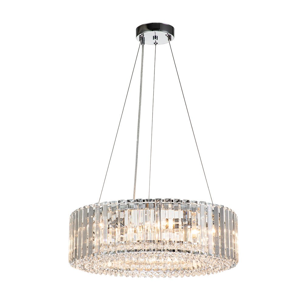 Kristallen Kroonluchter Rond 6-Lichts Metaal Chroom Zwart Messing 50cm Plafondlamp