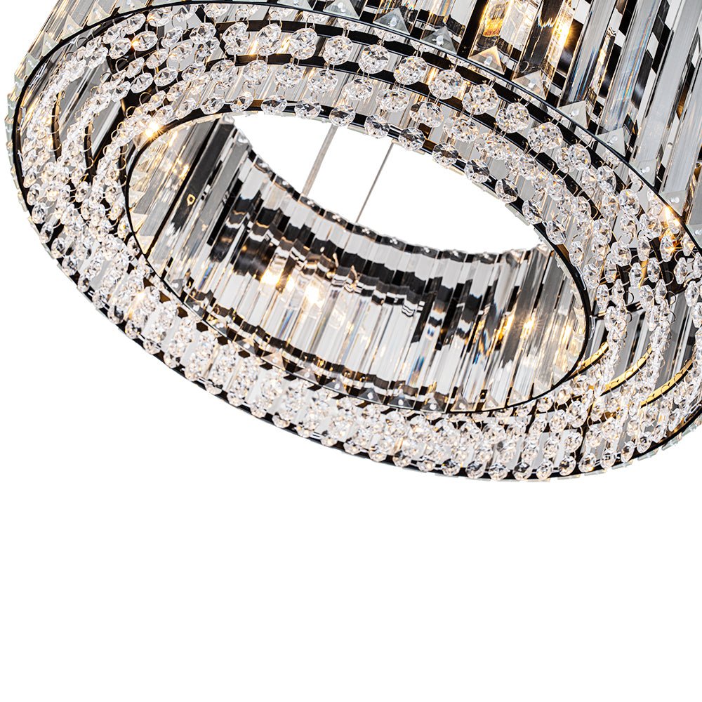 Kristallen Kroonluchter Rond 6-Lichts Metaal Chroom Zwart Messing 50cm Plafondlamp