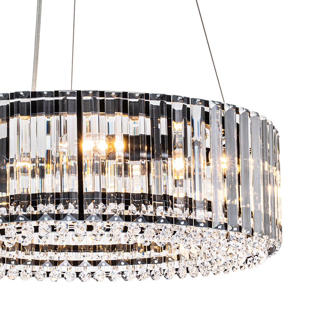 Kristallen Kroonluchter Rond 6-Lichts Metaal Chroom Zwart Messing 50cm Plafondlamp