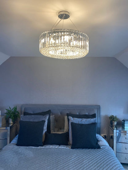 Kristallen Kroonluchter Rond 6-Lichts Metaal Chroom Zwart Messing 50cm Plafondlamp