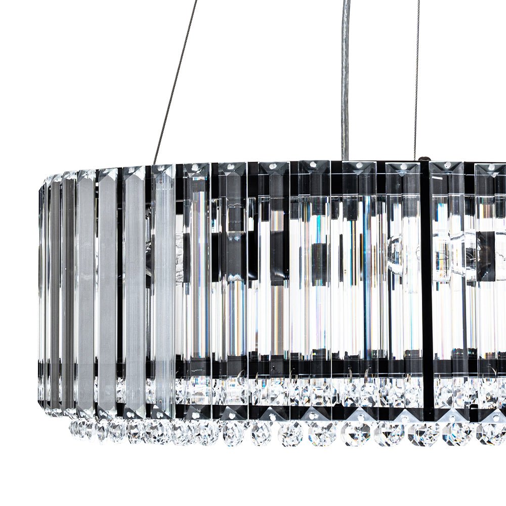 Kristallen Kroonluchter Rond 6-Lichts Metaal Chroom Zwart Messing 50cm Plafondlamp