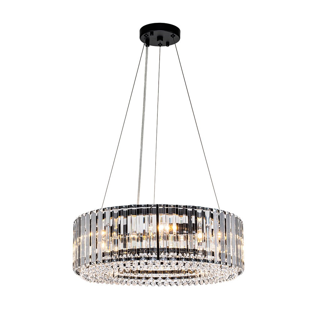 Kristallen Kroonluchter Rond 6-Lichts Metaal Chroom Zwart Messing 50cm Plafondlamp