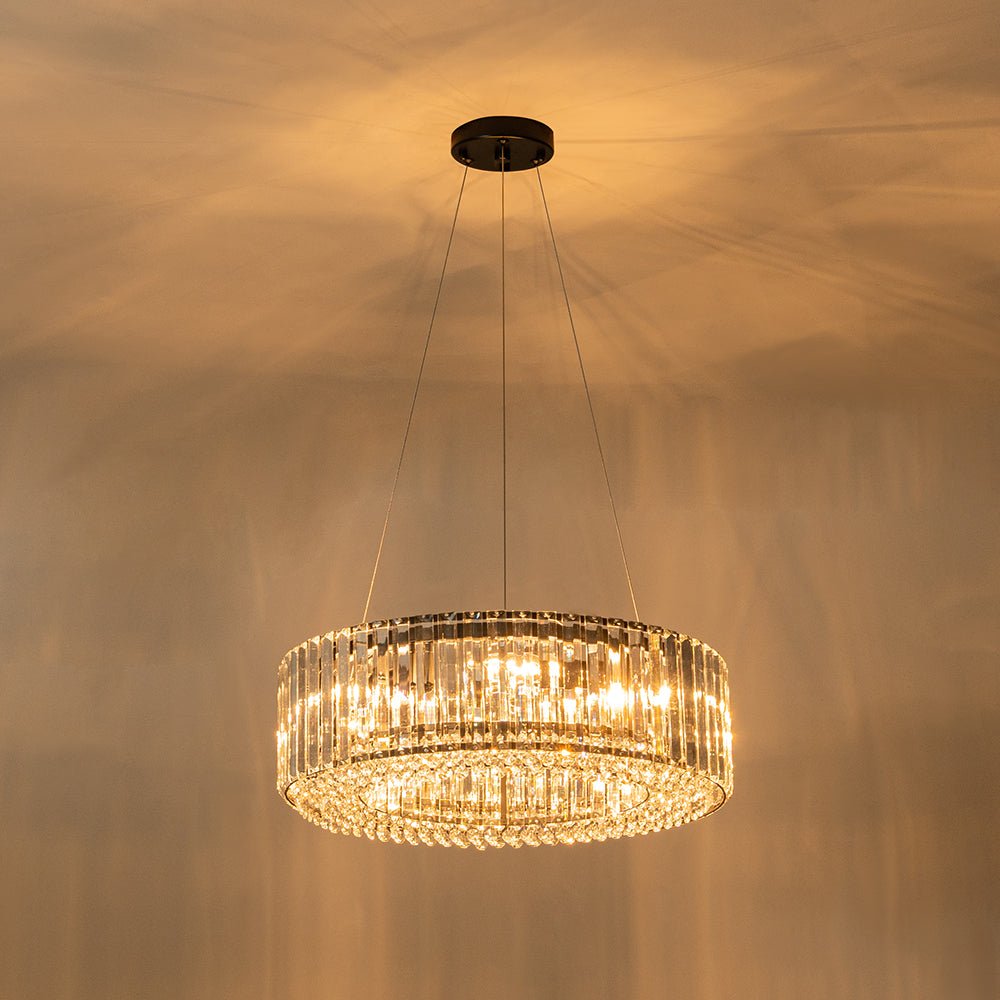 Kristallen Kroonluchter Rond 6-Lichts Metaal Chroom Zwart Messing 50cm Plafondlamp