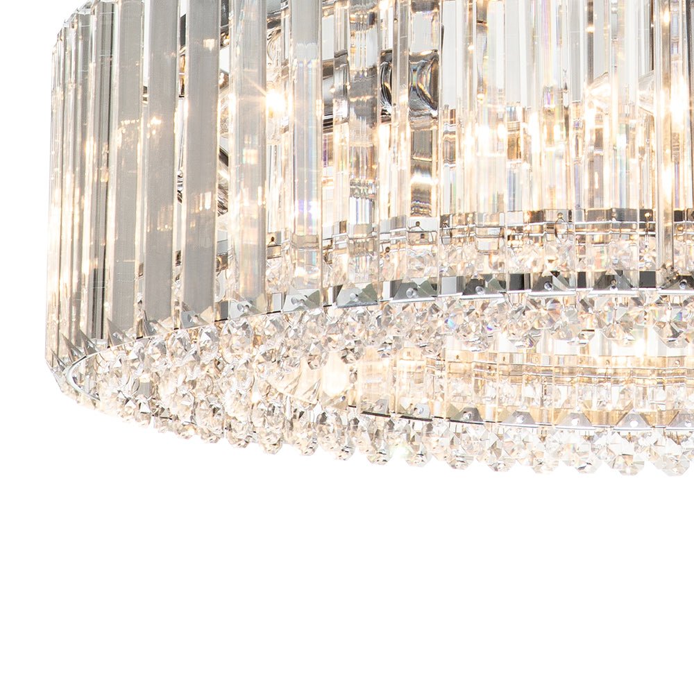 Kristallen Kroonluchter Rond 6-Lichts Metaal Chroom Zwart Messing 50cm Plafondlamp