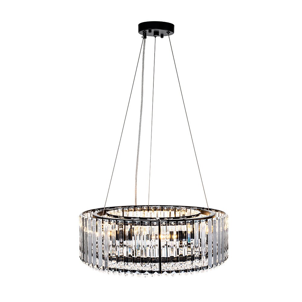 Kristallen Kroonluchter Rond 6-Lichts Metaal Chroom Zwart Messing 50cm Plafondlamp