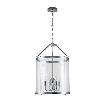Hanglamp Lantaarn Cilinder Glas 4-Lichts Zwart Chroom 45cm Eetkamer Keukeneiland Dimbaar
