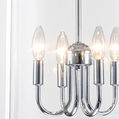 Hanglamp Lantaarn Cilinder Glas 4-Lichts Zwart Chroom 45cm Eetkamer Keukeneiland Dimbaar